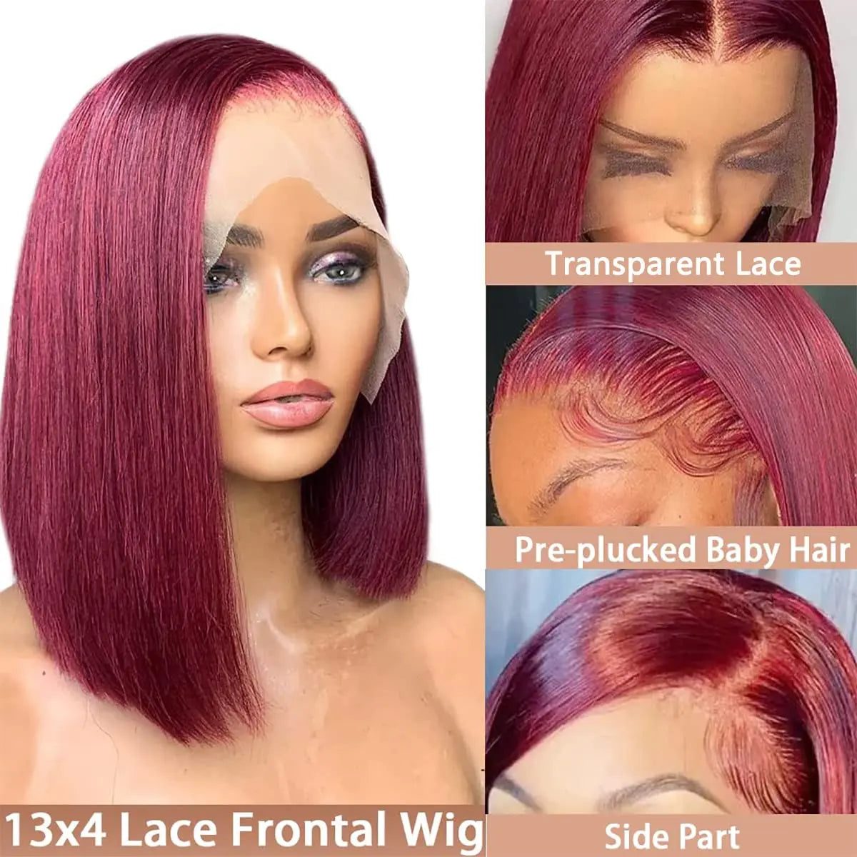 Burgundy bob wigs