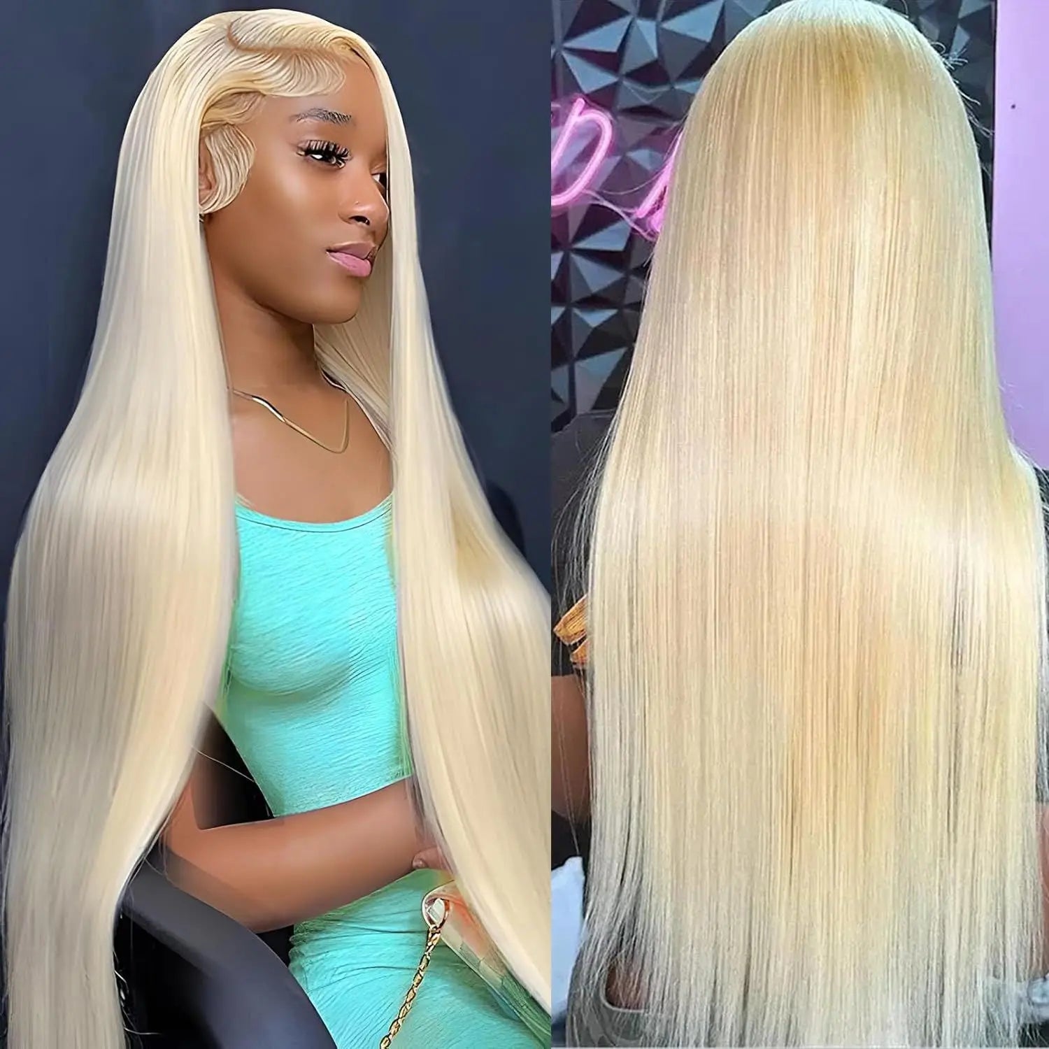 Straight black lace front wig