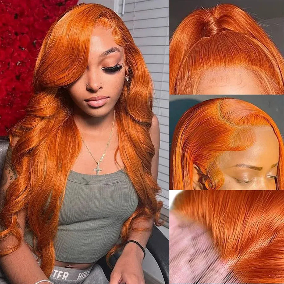 Orange Ginger Colored  Lace Wigs