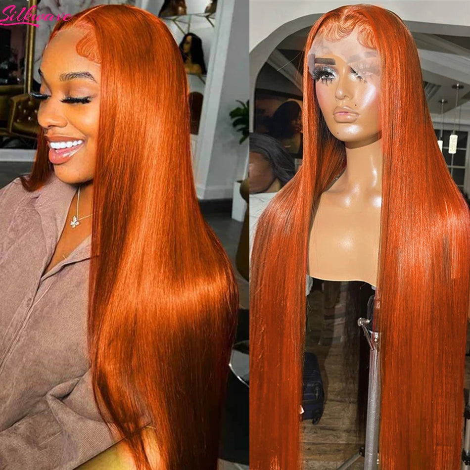 Straight Ginger Orange Lace Front Wigs