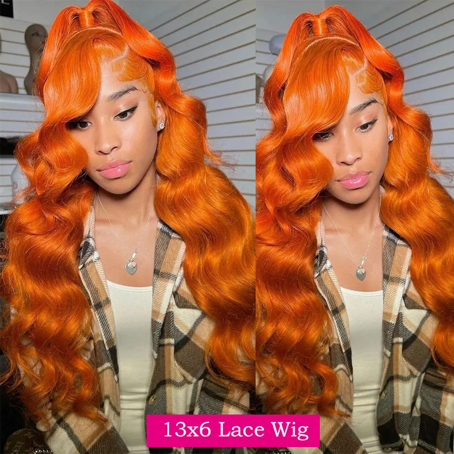 Orange Ginger Colored  Lace Wigs