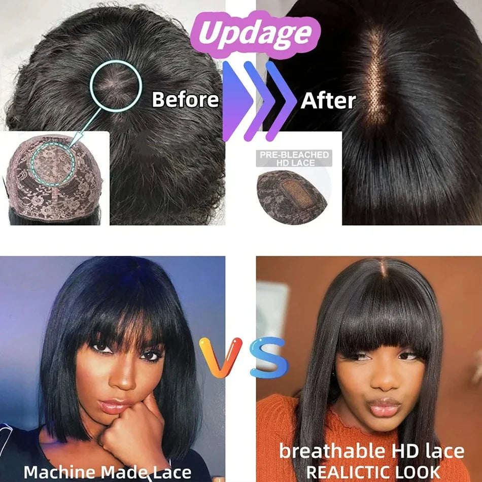 Machine Made Bone Straight Hair Wigs